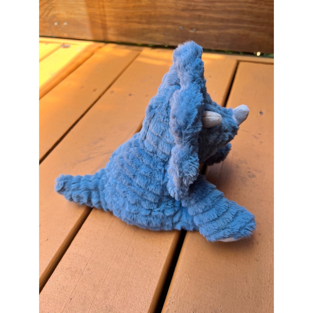 Steiff Blue Triceratops Dinosaur Plush Toy Knopf Im Ohr Handmade 087806 - Picture 7 of 9